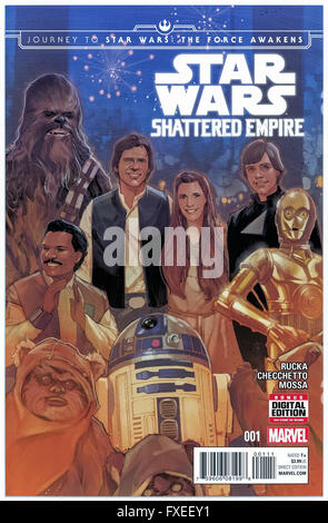 Star Wars : Shattered Empire' Numéro 1, 9 septembre 2015 publiée par Marvel Comics ; illustrations de couverture par Marco Chechetto. Banque D'Images