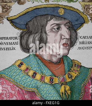 Ferdinand I, empereur romain germanique (1503-1564). La gravure. Portrait. La couleur. Banque D'Images