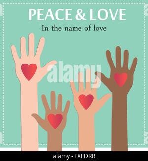 Coeur rouge en mains en modèle plat Illustration de Vecteur