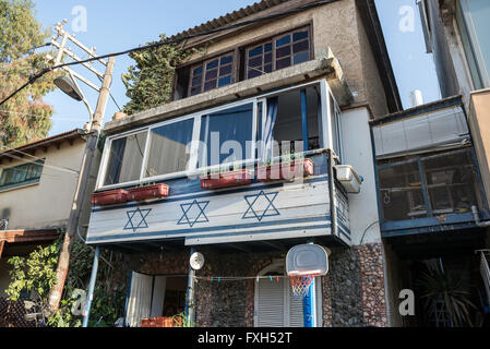 Maison dans quartier de Neve Tzedek, Tel Aviv city, Israël Banque D'Images