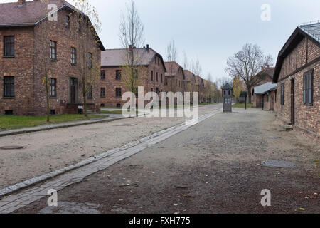 Rues principales de Auschwitz i camp de concentration près de Cracovie, Pologne petite Banque D'Images