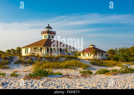 Le phare de Port Boca Grande & Musée également connu sous le nom de Gasparilla Island Light Station sur le golfe du Mexique à Gasparilla Island Banque D'Images