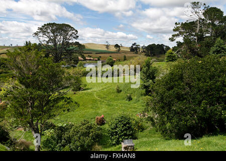 La Comté. Hobbiton movie set en Nouvelle Zélande Banque D'Images