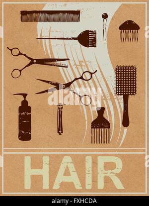 Reliés par cheveux rayé affiche sur papier fond 1 Illustration de Vecteur