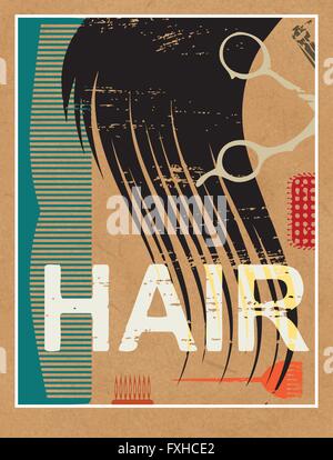 Poster reliés par cheveux rayé sur fond de papier 3 Illustration de Vecteur