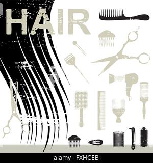 Poster reliés par cheveux rayé Illustration de Vecteur