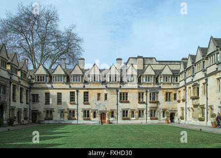 Vieux au quadrangle Brasenose College (fondé en 1509), de l'université d'Oxford, en Angleterre. Banque D'Images