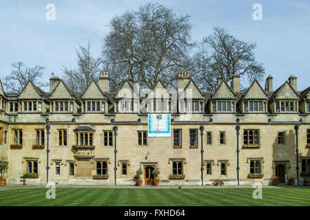 Vieux au quadrangle Brasenose College (fondé en 1509), de l'université d'Oxford, en Angleterre. Banque D'Images