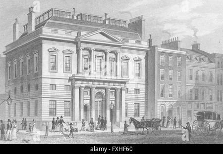 Londres : Auction Mart, St Bartholomew's Lane, antique print 1829 Banque D'Images