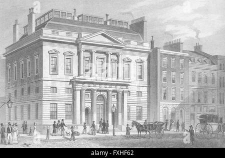 Londres : Auction Mart, St Bartholomew's Lane, antique print 1829 Banque D'Images