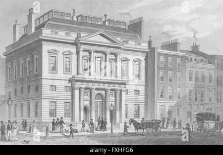 Londres : Auction Mart, St Bartholomew's Lane, antique print 1829 Banque D'Images