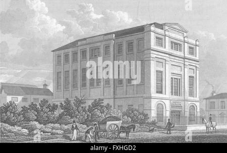 Londres : Bâtiments, Highfield, Camden Road, antique print 1829 Banque D'Images