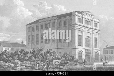 Londres : Bâtiments, Highfield, Camden Road, antique print 1829 Banque D'Images