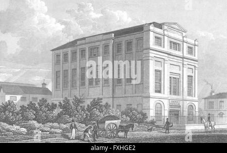 Londres : Bâtiments, Highfield, Camden Road, antique print 1829 Banque D'Images