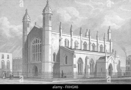 CHURCHES : église de la Trinité, Cloudesley Sq, antique print 1829 Banque D'Images