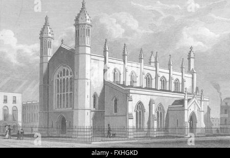 CHURCHES : église de la Trinité, Cloudesley Sq, antique print 1829 Banque D'Images