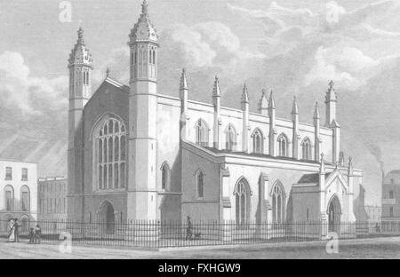 CHURCHES : église de la Trinité, Cloudesley Sq, antique print 1829 Banque D'Images