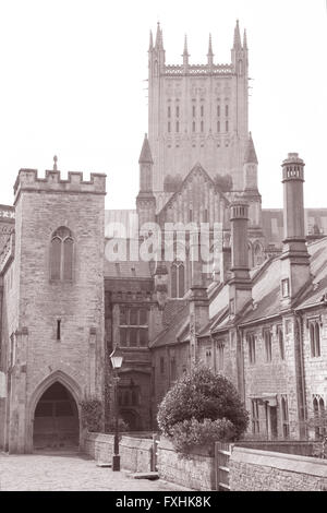 Le vicaire de la cathédrale, et près de puits, Somerset ; Angleterre ; UK Banque D'Images