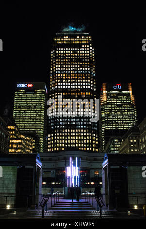Toits de Londres by Night - Canary Wharf Banque D'Images