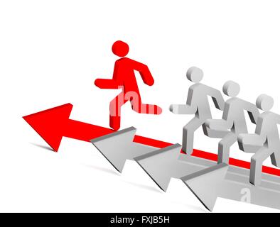 Flèches aiguës avec leader. Concept. 3d illustration. Banque D'Images