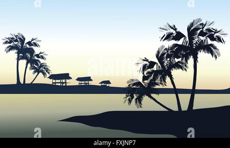 Paysage de mer tropical Illustration de Vecteur