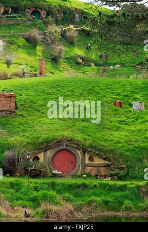 Hobbiton, près de Matamata sur l'île nord de la Nouvelle-Zélande, est l'accueil du film utilisé dans le film Le Seigneur des Anneaux Banque D'Images