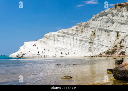 Côte Rocheuse La Scala dei Turchi, de roche calcaire, marnes, Realmonte, Province d'Agrigente, Sicile, Italie Banque D'Images