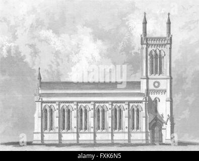 LINCS : St Michael's Church, Stamford : Saunders, antique print 1836 Banque D'Images