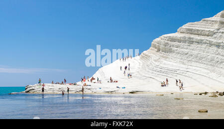 Côte Rocheuse La Scala dei Turchi, de roche calcaire, marnes, Realmonte, Province d'Agrigente, Sicile, Italie Banque D'Images