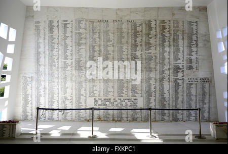 Honolulu, Hawaii, USA. Feb 23, 2013. Salle de méditation à l'USS Arizona Memorial à Pearl Harbor, Hawaii le Samedi, Février 23, 2013.Credit : Ron Sachs/CNP © Ron Sachs/CNP/ZUMA/Alamy Fil Live News Banque D'Images