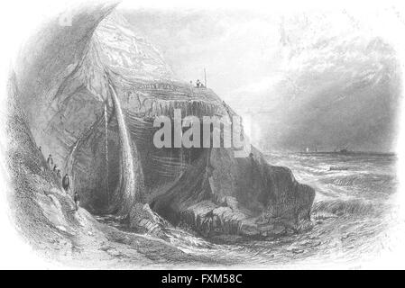 L'OIEAU : Blackgang Chine, île de Wight, antique print 1842 Banque D'Images