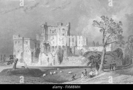 CASTLE ASHBY : Ashby Zouch, Leics : Leics, antique print 1836 Banque D'Images