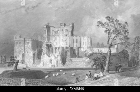 CASTLE ASHBY : Ashby Zouch, Leics : Leics, antique print 1836 Banque D'Images