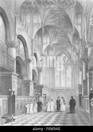 London : Oxford Cathedral Choir, antique print 1850 Banque D'Images