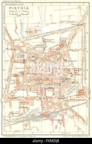 PISTOIA. Plan Plan de la ville ville vintage. L'Italie, 1927 Banque D'Images