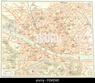 FLORENCE FIRENZE. Plan Plan de la ville ville vintage. L'Italie, 1927 Banque D'Images