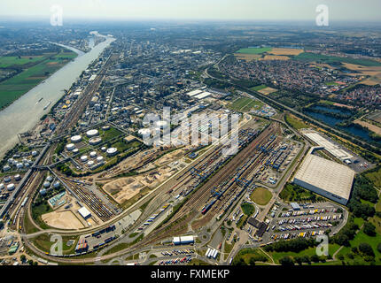 Vue aérienne, BASF Ludwigshafen, Baden l'aniline et des usines de soude Ludwigshafen, Usine chimique, Ludwigshafen, Kombo-Terminal KTL Banque D'Images