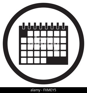 Icône Calendrier noir blanc. Heure date et mois calendrier, élément icône de rappel. Vector illustration design plat Banque D'Images