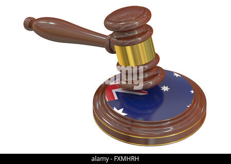 Wooden Gavel avec le drapeau de l'Australie, 3D Rendering Banque D'Images