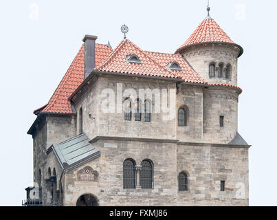 Des détails architecturaux d'une ancienne synagogue de Prague, la capitale et la plus grande ville de la République tchèque Banque D'Images