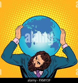 Homme d'Atlas tient la terre sur ses épaules Illustration de Vecteur
