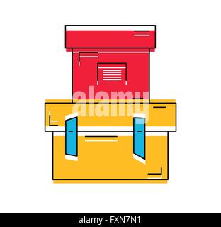 Tas de marchandises scellées empilés des boîtes de carton. Style plat vector illustration Illustration de Vecteur