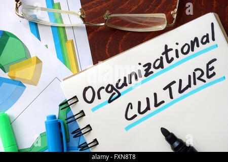 La culture organisationnelle écrit dans un bloc-notes. Concept d'entreprise. Banque D'Images