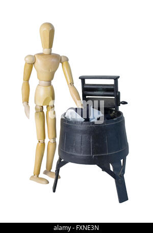 Laver les vêtements dans un lave-linge avec les Rouleaux de compression - chemin inclus Banque D'Images