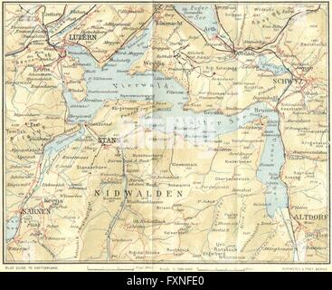 Suisse : le lac de Lucerne, 1923 carte vintage Banque D'Images