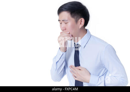 Asian businessman souffrant d'une mauvaise toux Banque D'Images