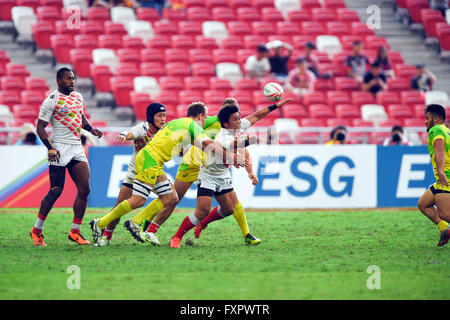 Katsuyuki Sakai (JPN), APRL 16, 2016 - Rugby Sevens World Series HSBC : Singapour, match de rugby à VII Le Japon et l'Australie au Stade National de Singapour. (Photo de Haruhiko Otsuka/AFLO) Banque D'Images