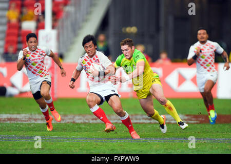 Katsuyuki Sakai (JPN), APRL 16, 2016 - Rugby Sevens World Series HSBC : Singapour, match de rugby à VII Le Japon et l'Australie au Stade National de Singapour. (Photo de Haruhiko Otsuka/AFLO) Banque D'Images