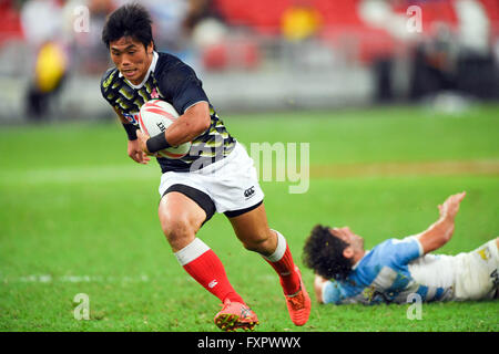 Katsuyuki Sakai (JPN), APRL 16, 2016 - Rugby Sevens World Series HSBC : Singapour, match de rugby à VII Le Japon et l'Argentine au Stade National de Singapour. (Photo de Haruhiko Otsuka/AFLO) Banque D'Images