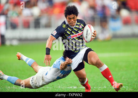 Katsuyuki Sakai (JPN), APRL 16, 2016 - Rugby Sevens World Series HSBC : Singapour, match de rugby à VII Le Japon et l'Argentine au Stade National de Singapour. (Photo de Haruhiko Otsuka/AFLO) Banque D'Images